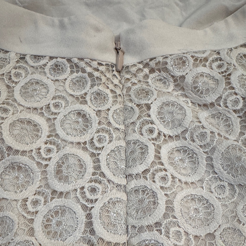 BCBG MaxAzria Metallic Lace Mini Cocktail Alena Dress Size 2 Cream Beige Silver - Picture 7 of 12